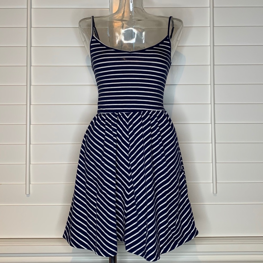 Aeropostale Navy & White stripe skater dress.